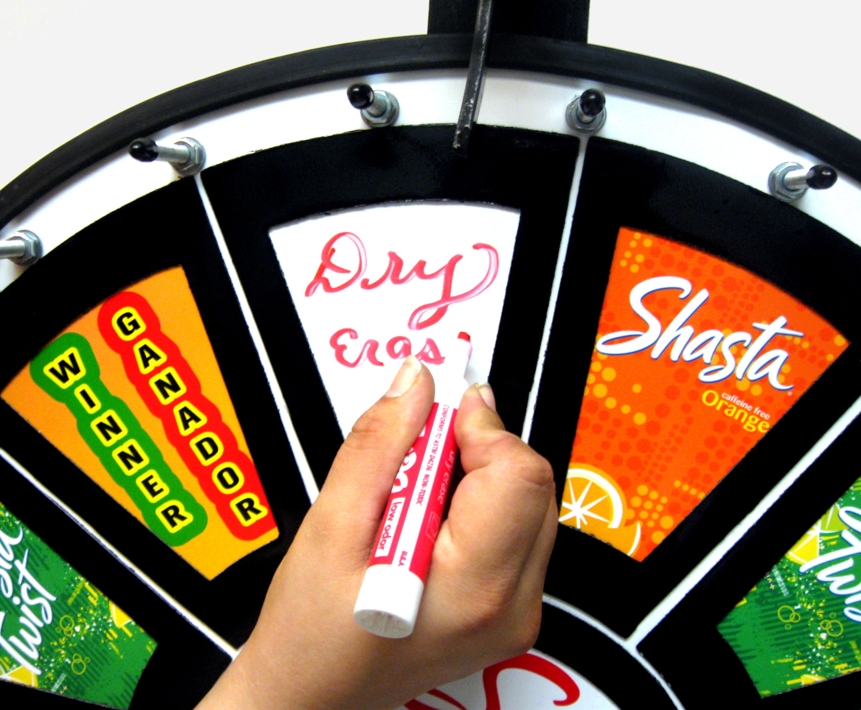 Dry-erase spinning wheel